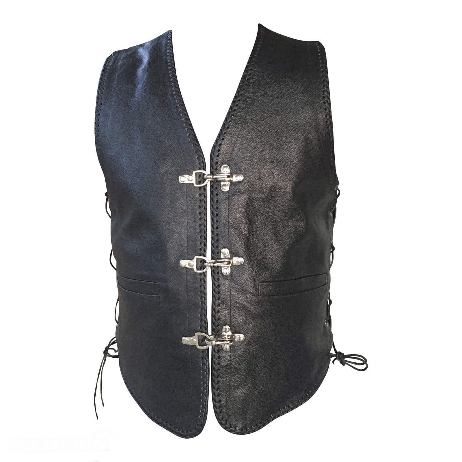 Leather Vest Double Hand Braided with side laces