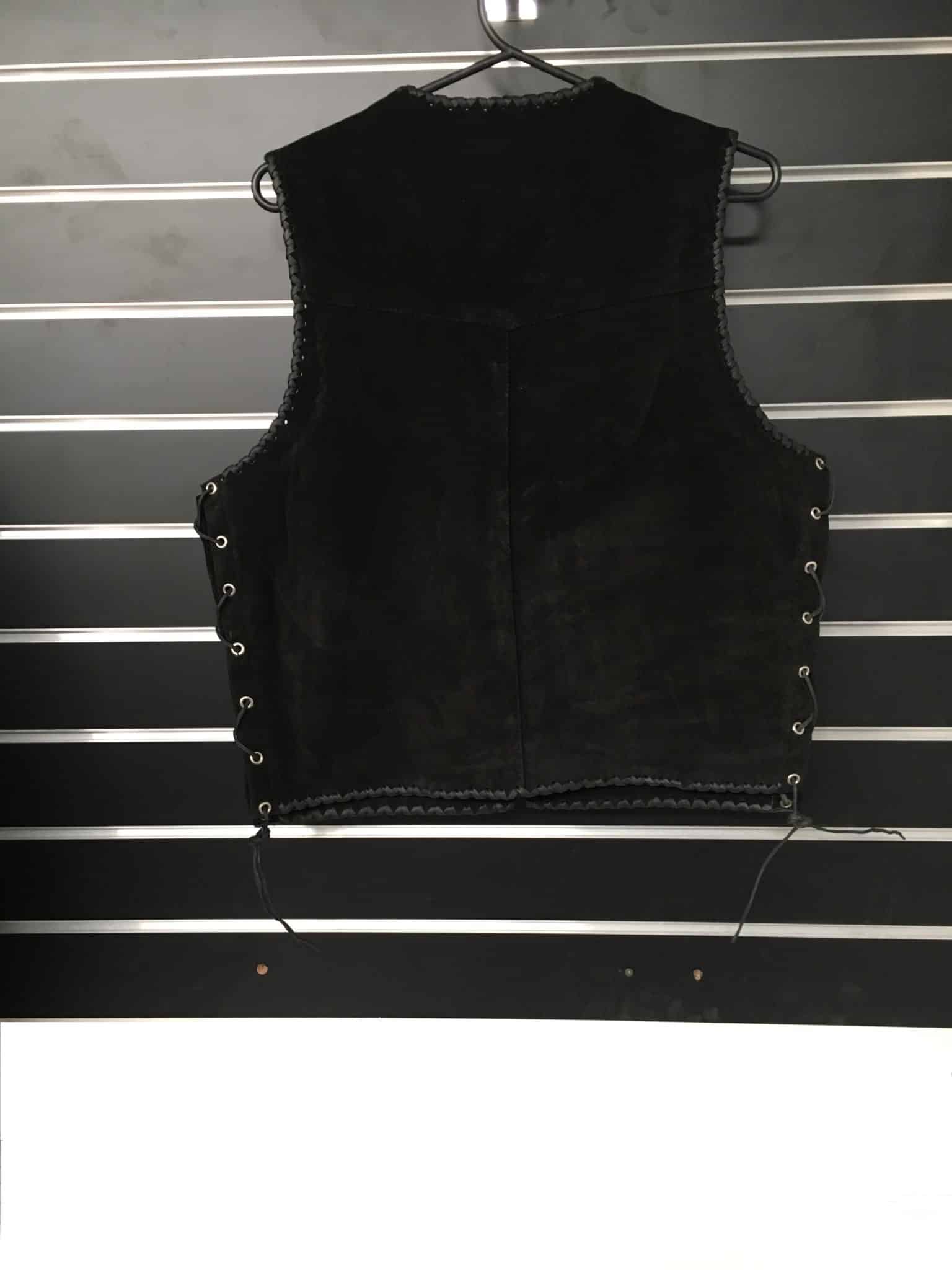 Suede Leather Vest Double Hand Braided Black Edges